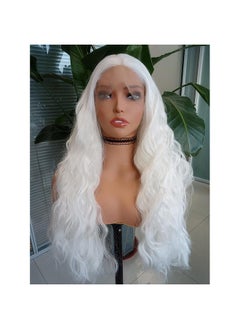 Rdy 24Inches White Long Body Wave Synthetic Lace Front Wigs Natural Looking White Long Wavy Synthetic Wig Lace Frontal Half Heat Fiber Hair Hand Tied Wig For Women Cosplay Daily Use Hair Wig - pzsku/Z2D8252C720D3E8BBA961Z/45/_/1719052343/533f5be2-8b1f-4ba2-8465-da545249bbd5