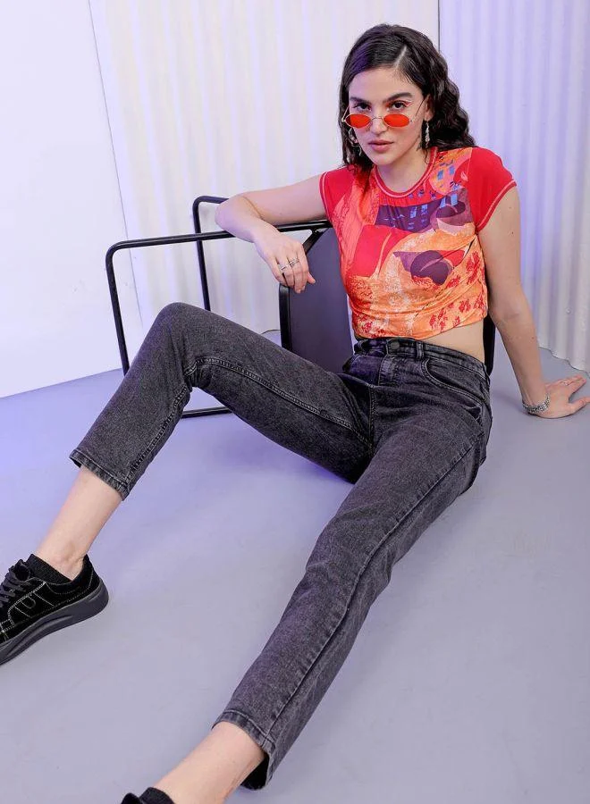 مرفوعة Women Straight Fit Solid High-Rise Jeans