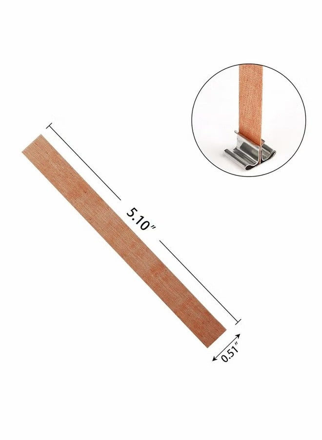 اتش واي 40 مجموعة فتائل شمعة خشبية ، فتائل صنع الشموع 1.25 × 15 سم فتائل شمعة خشبية عديمة الدخان بشكل طبيعي مع حامل حديدي لصنع الشموع DIY - Image 2