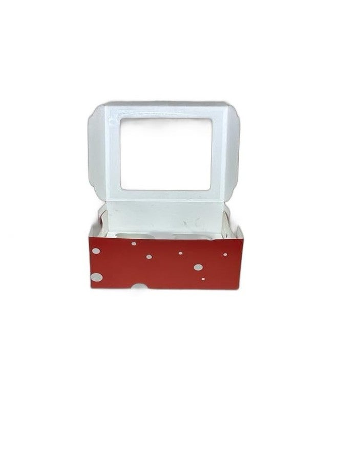 Baekence Cupcake boxes for 4 Red Circular Dot Color, Pack of 50 pcs - Image 2