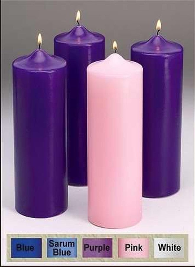 9" x 3" Advent Pillar Candles (3 Purple, 1 Pink)