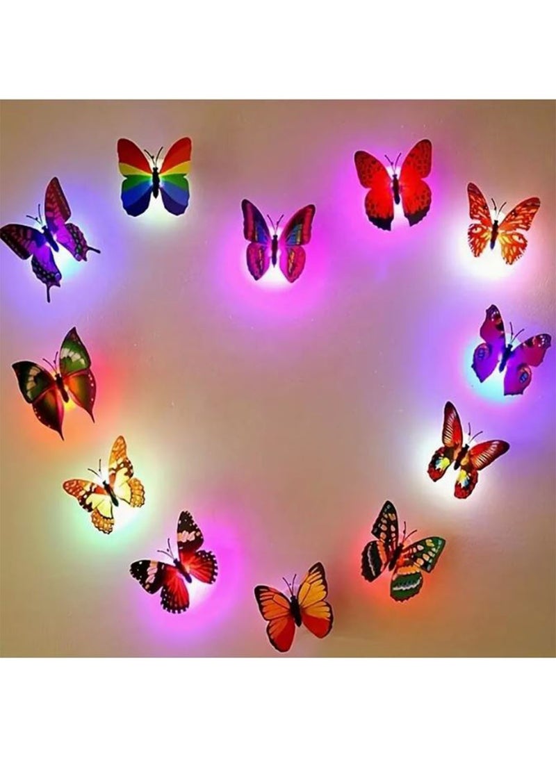 DANIM Butterfly Decoration Lights Colorful Night Light Wall Stickers for Garden Backyard Lawn Wedding Party Bedroom Living Room Peel and Stick Multi Color - Image 1
