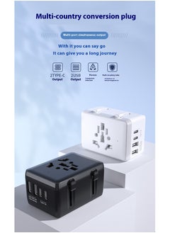 Generic Fast Charging, Universal Travel Adapter - 2 USB + 2 Type C in One travel charger adapter with UK/US/AUS/EU Plugs and Socket, International Power Adapter world travel adapter(White&Blue)  - Image 2
