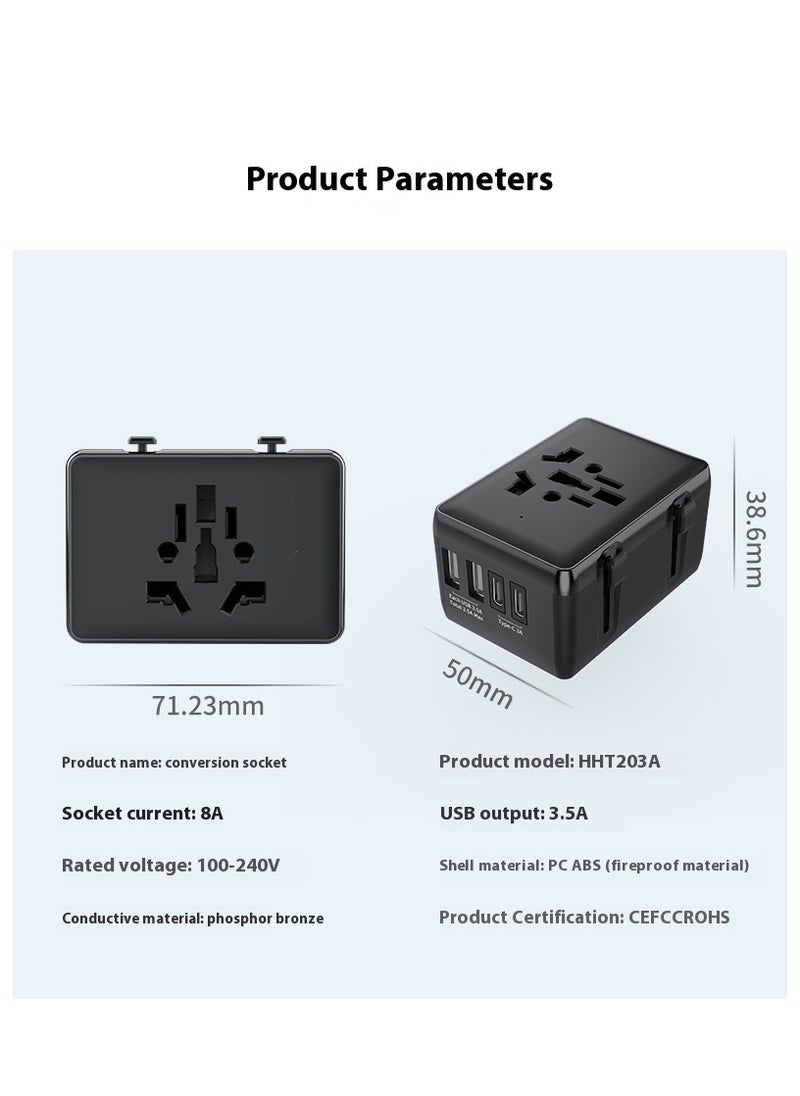 ماركة غير محددة - الشحن السريع ، العالمي محول السفر - 2 USB + 2 ج محول شاحن السفر المتكاملة ، مع المملكة المتحدة / الولايات المتحدة / أستراليا / الاتحاد الأوروبي المقابس والمقابس ، محول الطاقة الدولية السفر العالمي ( الأبيض والأزرق ) - Image 1