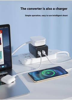Generic Fast Charging, Universal Travel Adapter - 2 USB + 2 Type C in One travel charger adapter with UK/US/AUS/EU Plugs and Socket, International Power Adapter world travel adapter(White&Blue)  - Image 5