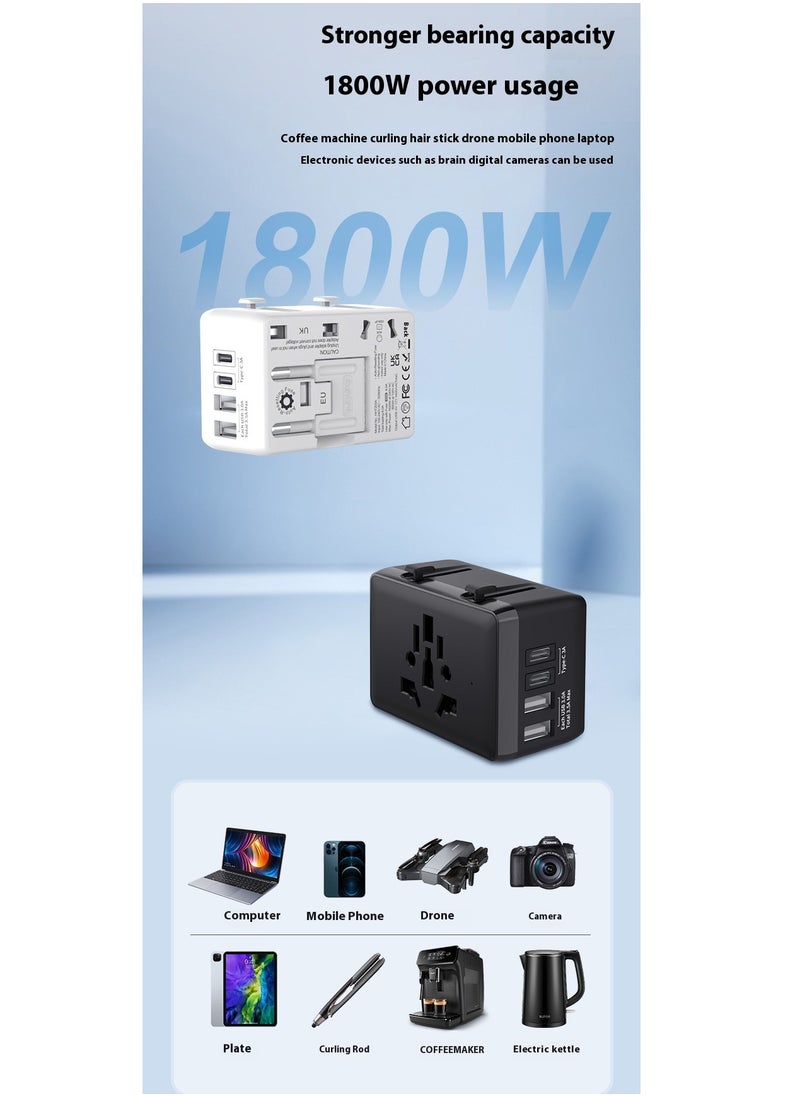 ماركة غير محددة - الشحن السريع ، العالمي محول السفر - 2 USB + 2 ج محول شاحن السفر المتكاملة ، مع المملكة المتحدة / الولايات المتحدة / أستراليا / الاتحاد الأوروبي المقابس والمقابس ، محول الطاقة الدولية السفر العالمي ( الأبيض والأزرق ) - Image 1