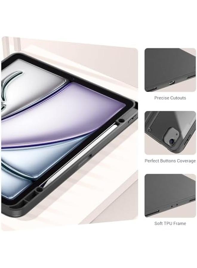 Procases For Ipad Air 13 Inch M2 2024 And Ipad Pro 12.9 Inch 6Th 5Th 4Th 3Rd 2022 2021 2020 2018 Transparent Back Protective Folio Cover Shockproof Smart Case With Pencil Holder Black - Image 5