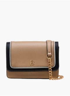 Flora Bella By Shoexpress Textured Crossbody Bag with Chain Strap and Button Closure  - Image 1
