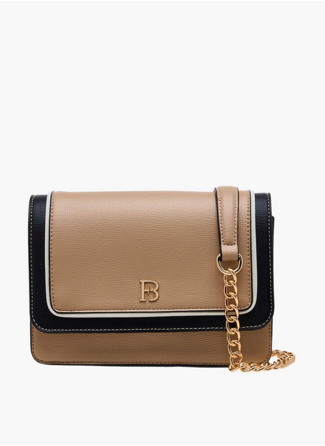 Flora Bella By Shoexpress - Textured Crossbody Bag with Chain Strap and Button Closure - Image 1