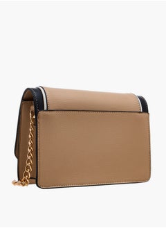 Flora Bella By Shoexpress Textured Crossbody Bag with Chain Strap and Button Closure  - Image 3