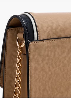 Flora Bella By Shoexpress Textured Crossbody Bag with Chain Strap and Button Closure  - Image 5