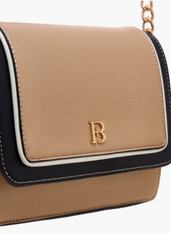 Flora Bella By Shoexpress Textured Crossbody Bag with Chain Strap and Button Closure  - Image 4