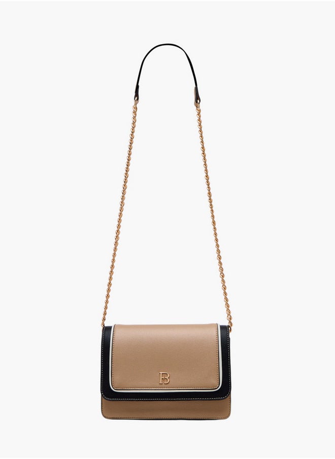 Flora Bella By Shoexpress - Textured Crossbody Bag with Chain Strap and Button Closure - Image 1