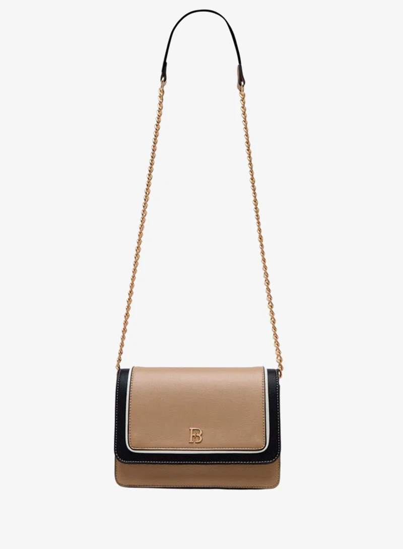 Flora Bella By Shoexpress Textured Crossbody Bag with Chain Strap and Button Closure