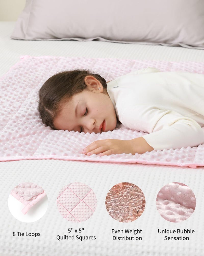 Mr. Sandman Weighted Blanket 5LBS 36 x 48 Inches  Minky Dots Heavy Blanket with Glass Beads  Soft and Cooling for School and Home  Pink - Image 4