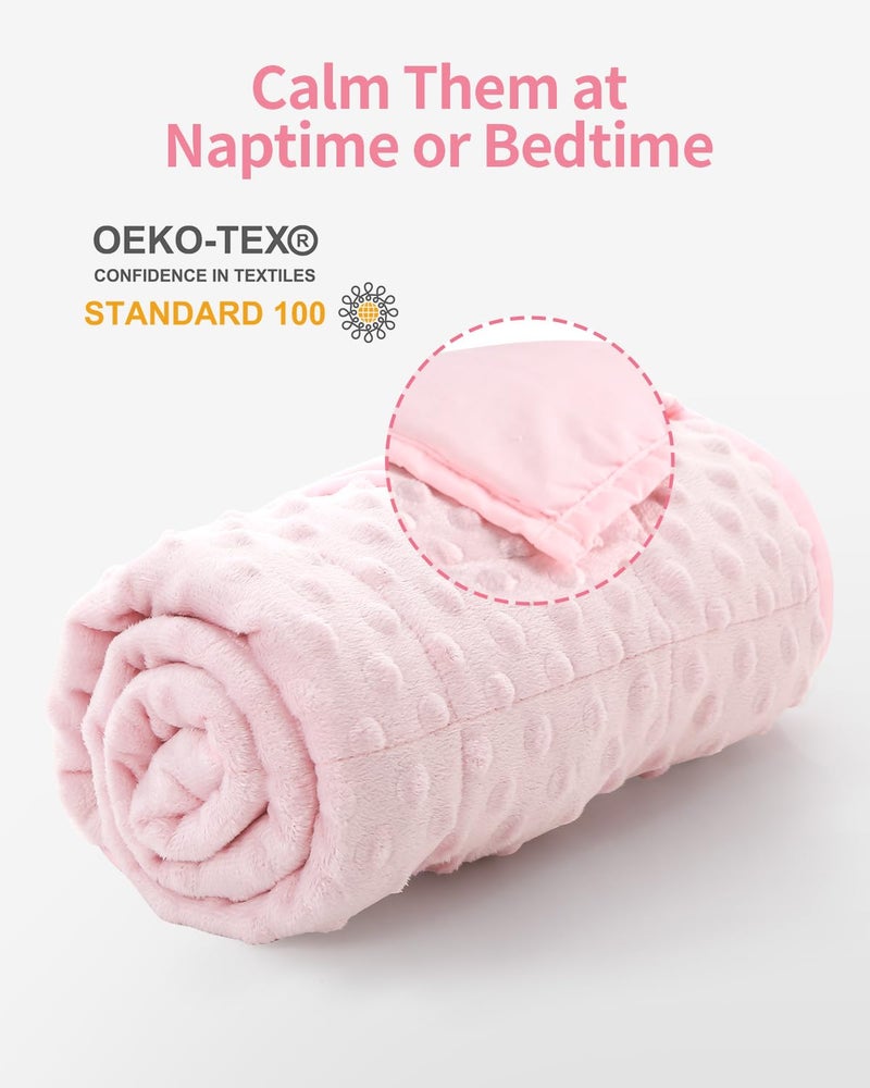 Mr. Sandman Weighted Blanket 5LBS 36 x 48 Inches  Minky Dots Heavy Blanket with Glass Beads  Soft and Cooling for School and Home  Pink - Image 2
