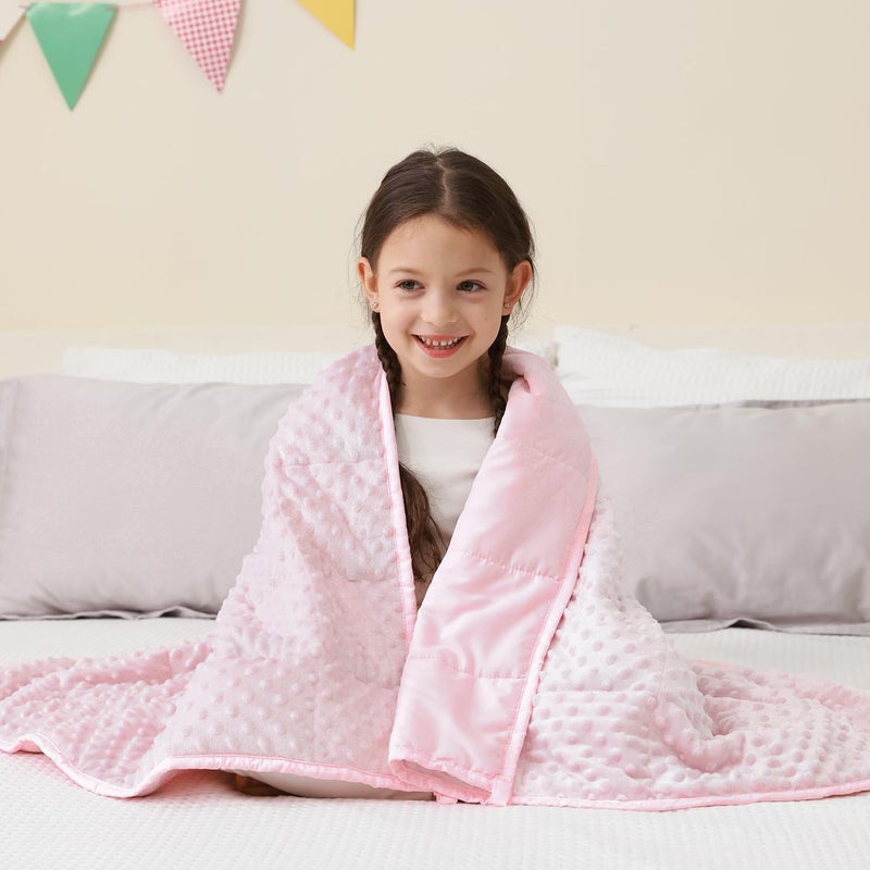 Mr. Sandman Weighted Blanket 5LBS 36 x 48 Inches  Minky Dots Heavy Blanket with Glass Beads  Soft and Cooling for School and Home  Pink - Image 1