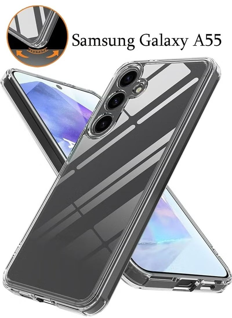 X-level Clear Phone Case for Samsung Galaxy A55 5G, Flexible TPU frame and PC Back Protective Slim Phone Cover, Anti-Fingerprints  - Image 1