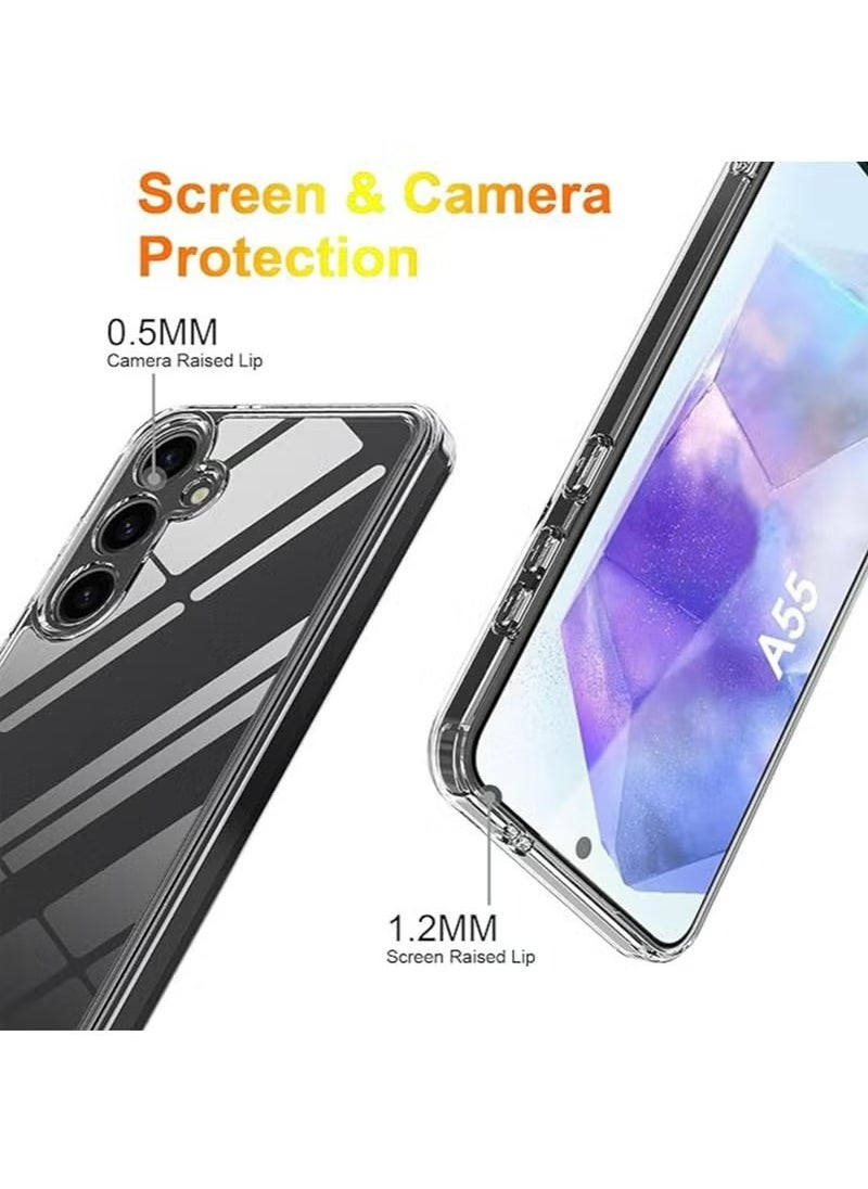 X-level Clear Phone Case for Samsung Galaxy A55 5G, Flexible TPU frame and PC Back Protective Slim Phone Cover, Anti-Fingerprints  - Image 3