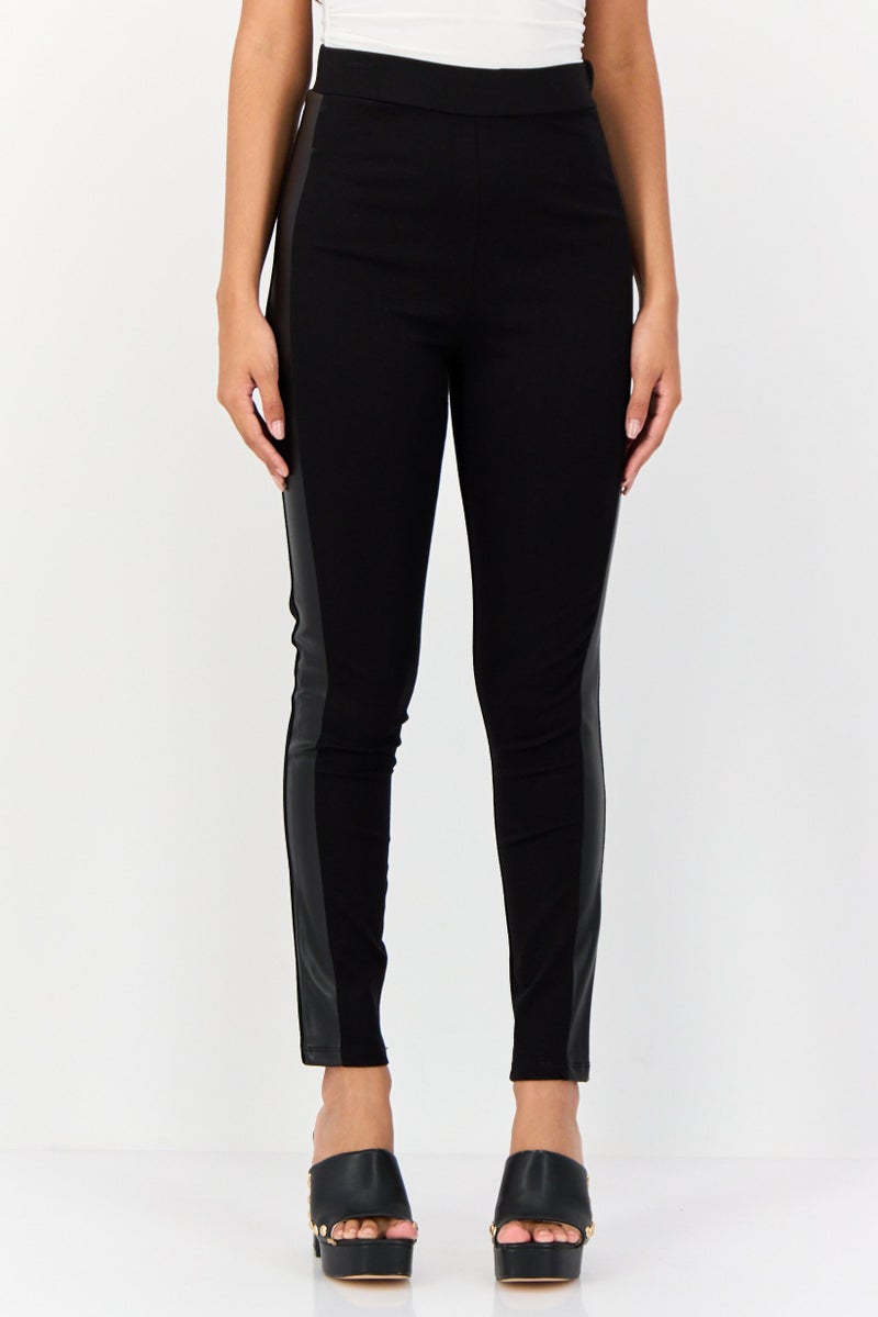 KOTON Women Solid Pull On Leggings, Black - Image 1