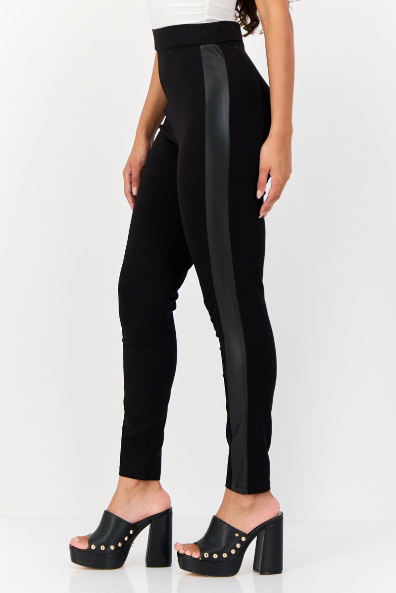 KOTON Women Solid Pull On Leggings, Black - Image 2