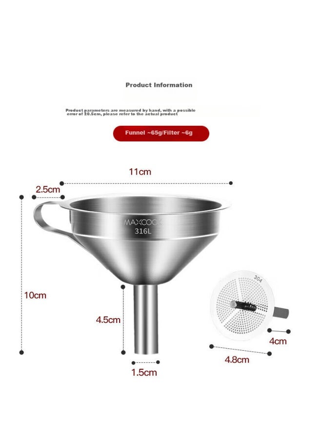 MAX COOK Meichun (maxcook) Funnel Oil Strainer, 316l Stainless Steel Funnel, Thickened 11cm Mccu6111  - Image 4