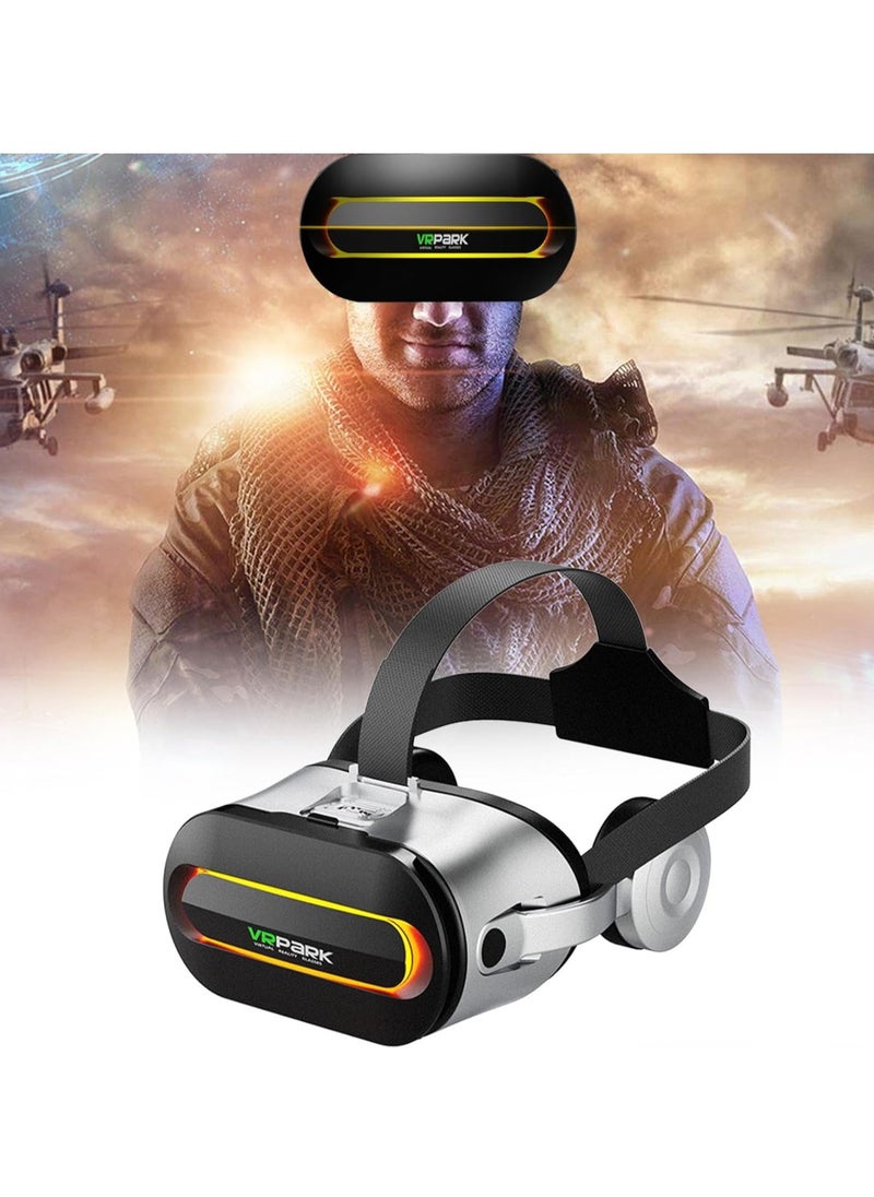 SYOSI VR Headset 3D Glasses Virtual Reality Headset with HiFi Stereo Headphones for VR Games 3D Movies Eye Care System for Smartphones Compatible for iOS Android  - Image 1