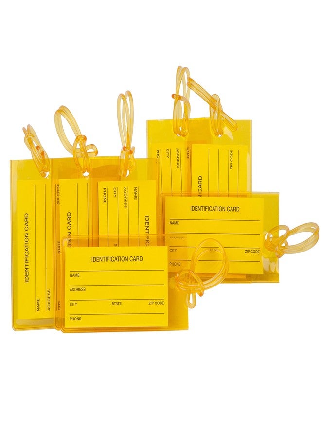 TravelMore 7 Pack TravelMore Luggage Tags for Suitcases, Flexible Silicone Travel ID Identification Labels Set for Bags & Baggage - Yellow - Image 1