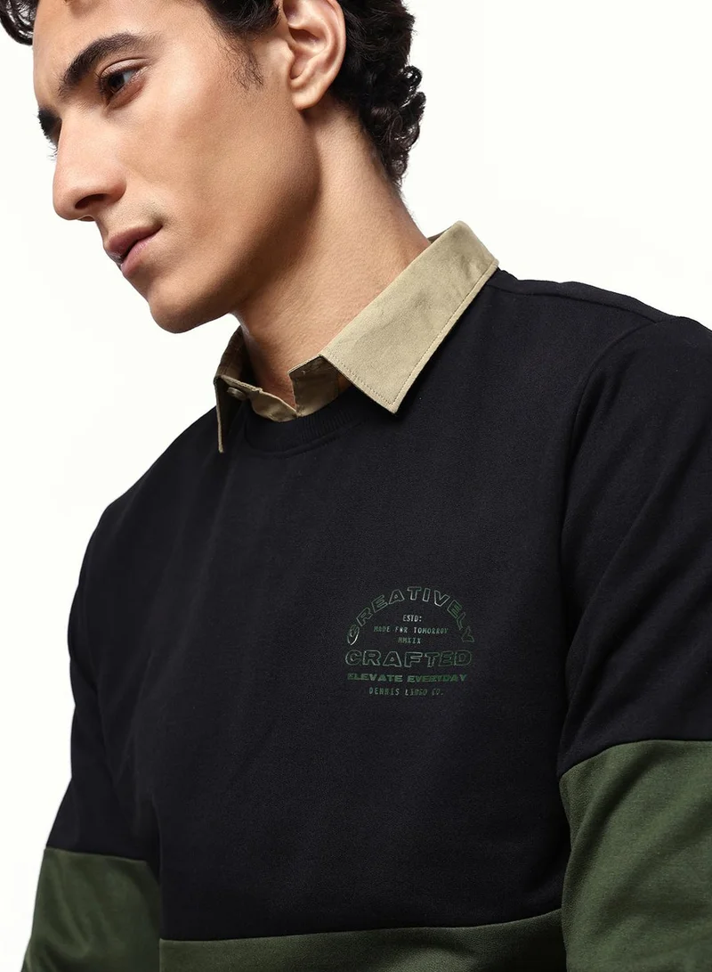 Men's Black Cotton Blend Relaxed Sweatshirt