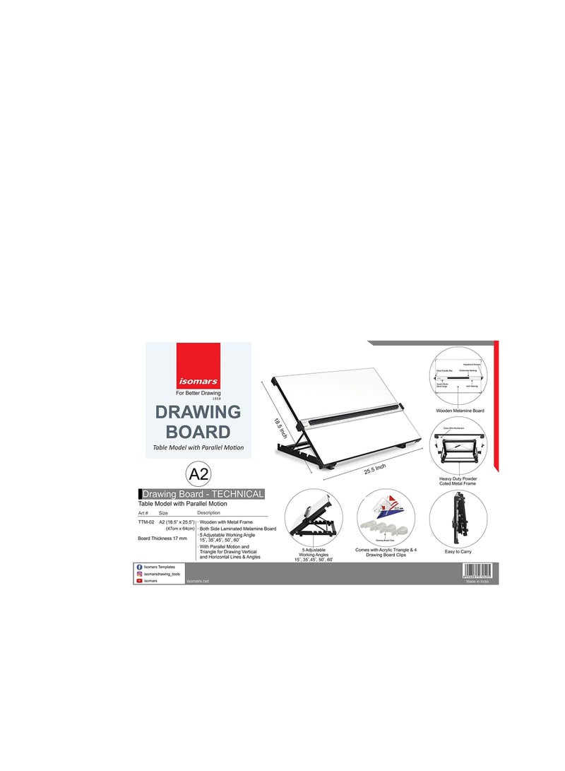Isomars Drawing Board Table Model Kit Combo with 5 Adjustable Working Angles - A2 Size - 18.5" x 25"(Adjustable-Set of 3) - Image 3