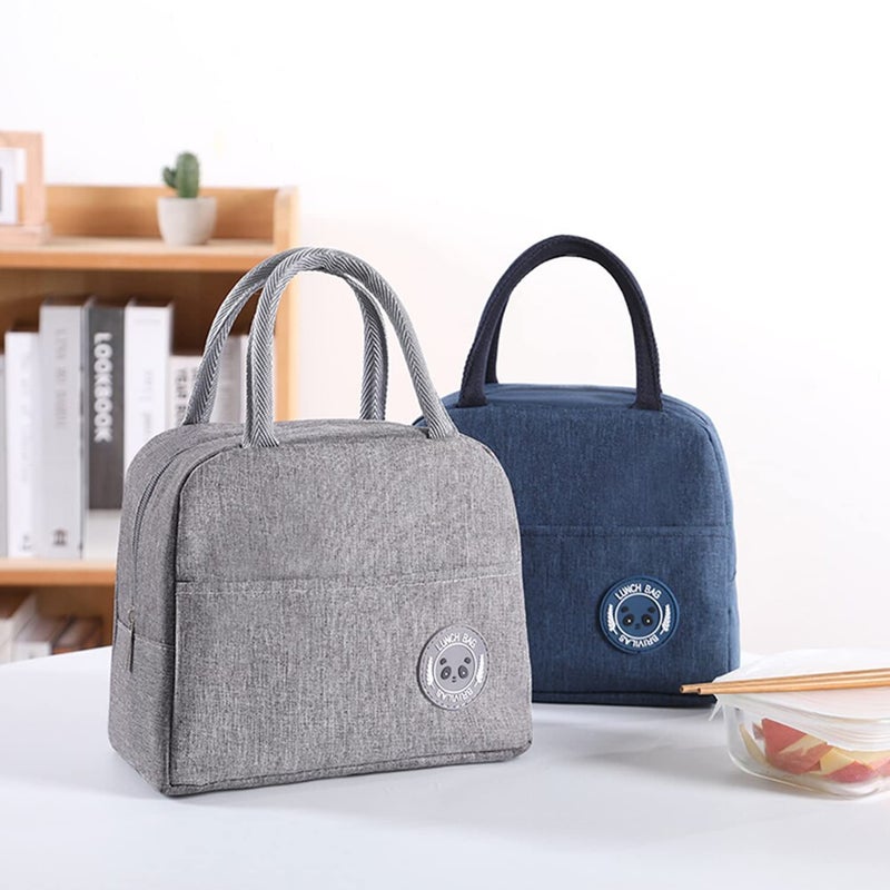 SKDBPM KDR Insulated Lunch Bags for Women Work Student Kids to School Waterproof Thermal Cooler Tote Bag Picnic Organizer Storage Tiffin Box Portable and Reusable (Gray) - Image 4