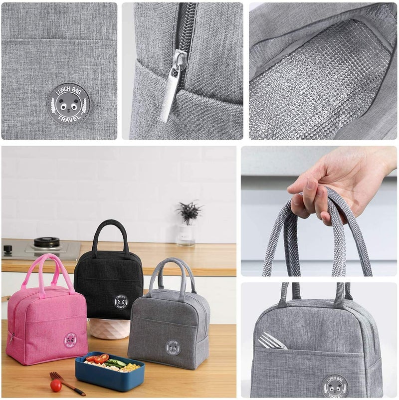 SKDBPM KDR Insulated Lunch Bags for Women Work Student Kids to School Waterproof Thermal Cooler Tote Bag Picnic Organizer Storage Tiffin Box Portable and Reusable (Gray) - Image 5
