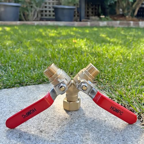 HQMPC Garden Hose Y Valve Splitter Brass Hose Splitter With Stainless Steel Long Handle Brass Garden Hose Adapter 2 Way Y Valve 34 GHT Thread 2pcs - Image 3