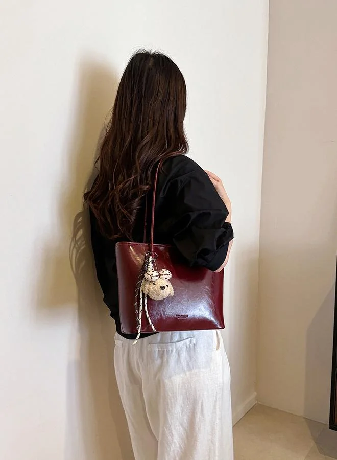 تايك تو Solid Shoulder Bag with Plush Charm