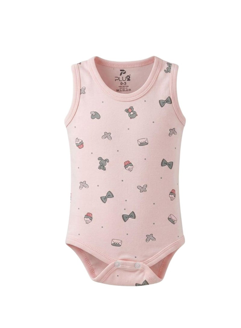 Pluto Pack of 3 Cotton 100% Sleeveless Printed Bodysuit for Baby Girl - Image 2