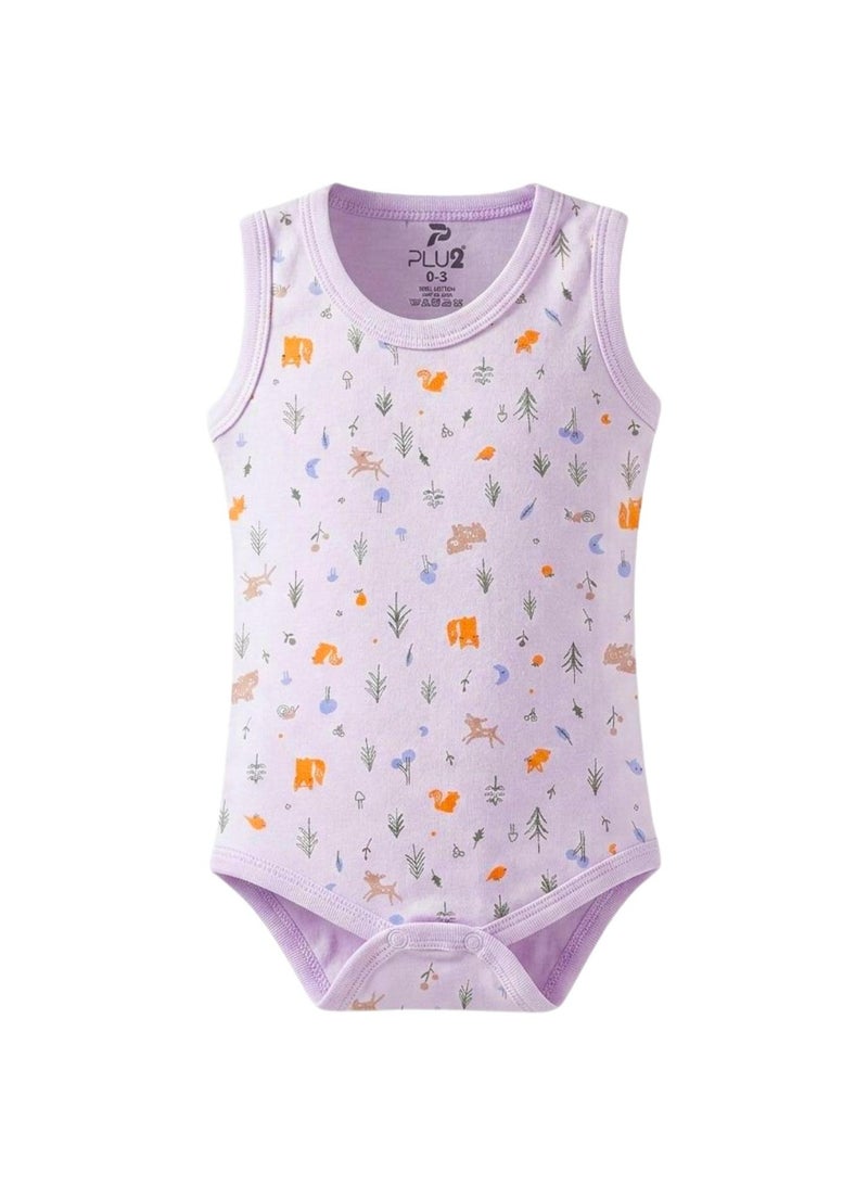 Pluto Pack of 3 Cotton 100% Sleeveless Printed Bodysuit for Baby Girl - Image 4