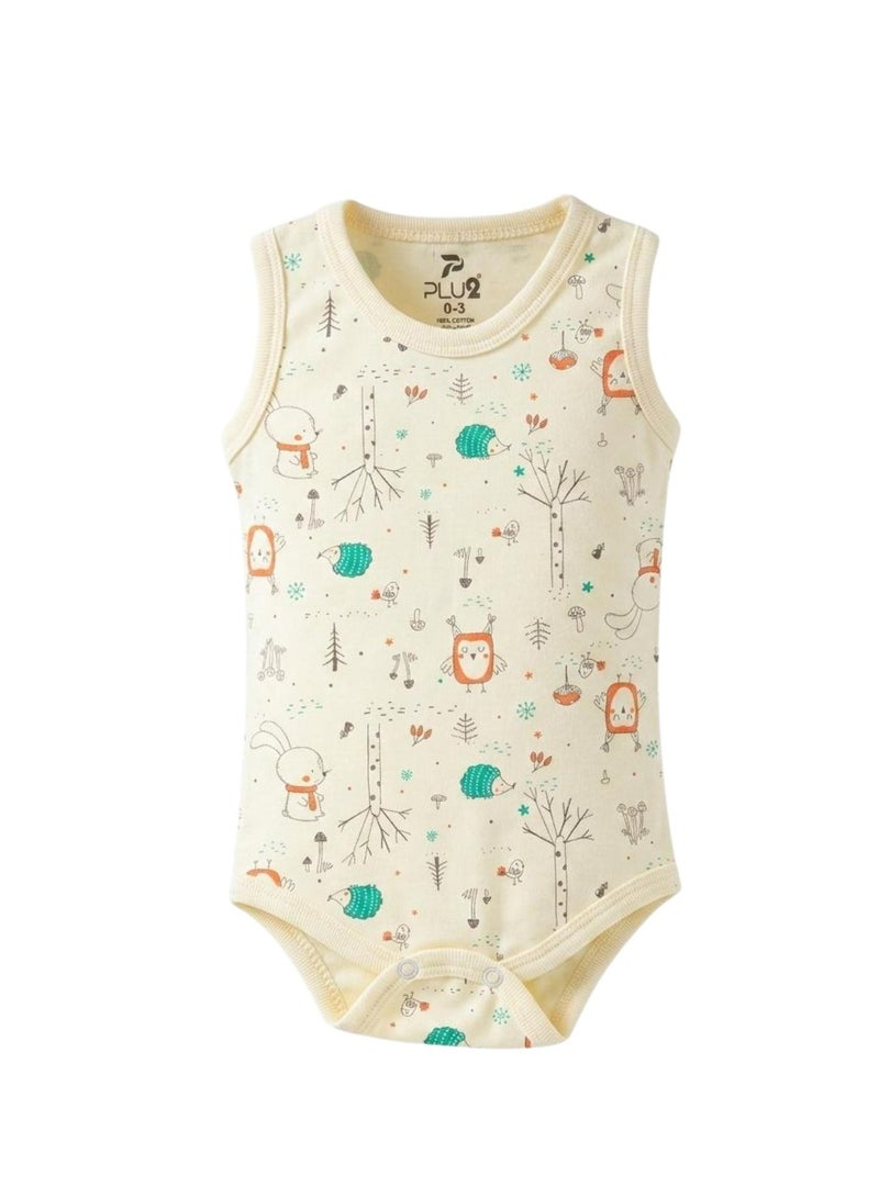 Pluto Pack of 3 Cotton 100% Sleeveless Printed Bodysuit for Baby Girl - Image 3