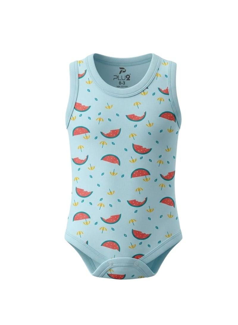 Pluto Pack of 3 Cotton 100% Sleeveless Printed Bodysuit for Baby Girl - Image 5
