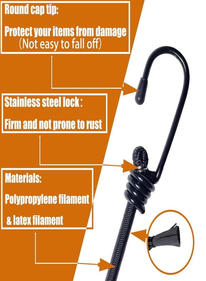 Yelier Bungee Cords with Hooks - 8pcs Bungee Cord (12", 18", 24", 36") + 4pcs 6" Ball Bungee Cords, No Irritating Odor, for Cargo, Camping, Outdoor, Tent (Black, 12" 18" 24" 36") - Image 3
