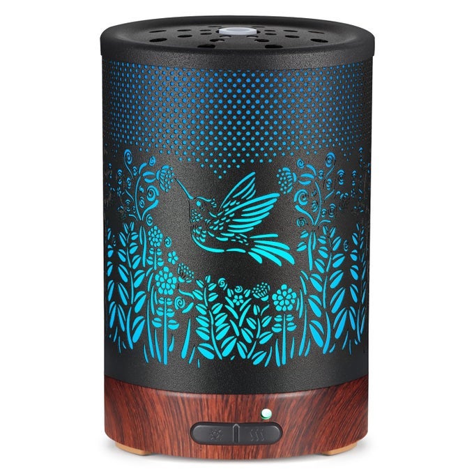 METAL ESSENTIAL OILS DIFFUSER 150ML AROMATHERAPY DIFFUSER COOL MIST HUMIDIFIER WITH 7 COLORS LIGHTS WATERLESS AUTO OFF AIR DIFFUSERS AS GIFTS FOR MOMS WOMEN GIRLS DHUMMINGBIRD