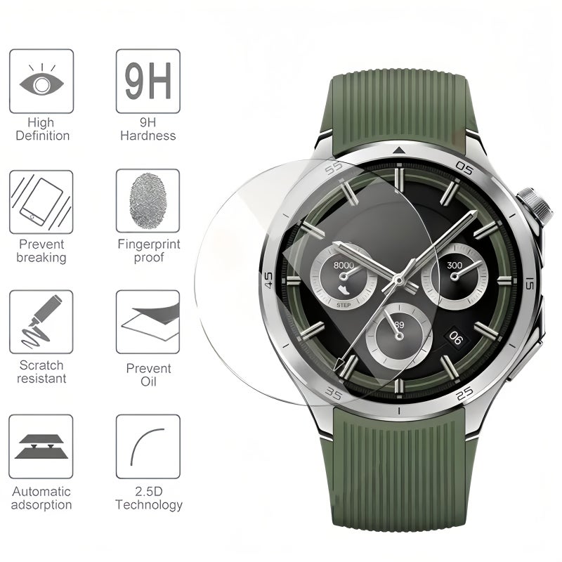 3 Pack Tempered Glass Screen Protector For Oneplus Watch 2 9H Hardness HD Clarity Scratch Resistant Bubble Free Easy Installation - Image 2