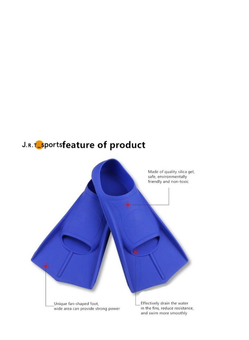 Y&D Swimming Fins Silicone Short Fins Adult Kids Professional Lightweight Diving Training Flippers for Snorkeling, and Blue M  - Image 2