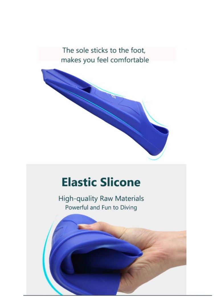 Y&D Swimming Fins Silicone Short Fins Adult Kids Professional Lightweight Diving Training Flippers for Snorkeling, and Blue M  - Image 5