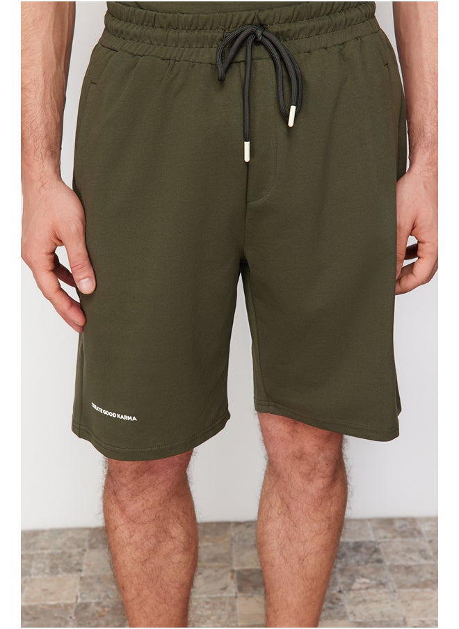 trendyol - Khaki Tracksuit Set Relaxed/Comfortable Cut Text Printed Cotton TMNSS23EM00001 - Image 1