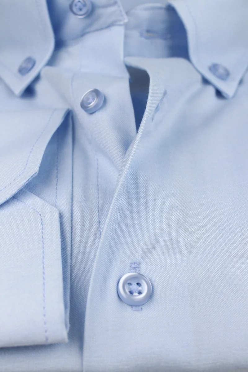 فاريتا Men's Light Blue Large Size Collar Buttoned Long Sleeve Plain Classic Men's Shirt