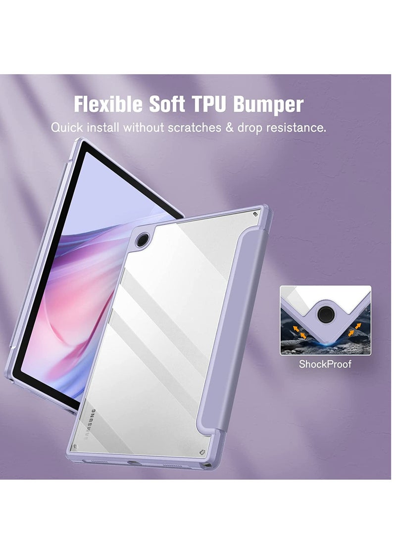 glassology Hybrid Slim Case for Samsung Galaxy Tab S8 ULTRA with S Pen Holder Shockproof Cover with Clear Transparent Back Shell Auto Wake/Sleep with Screen Protector (PURPLE)  - Image 4