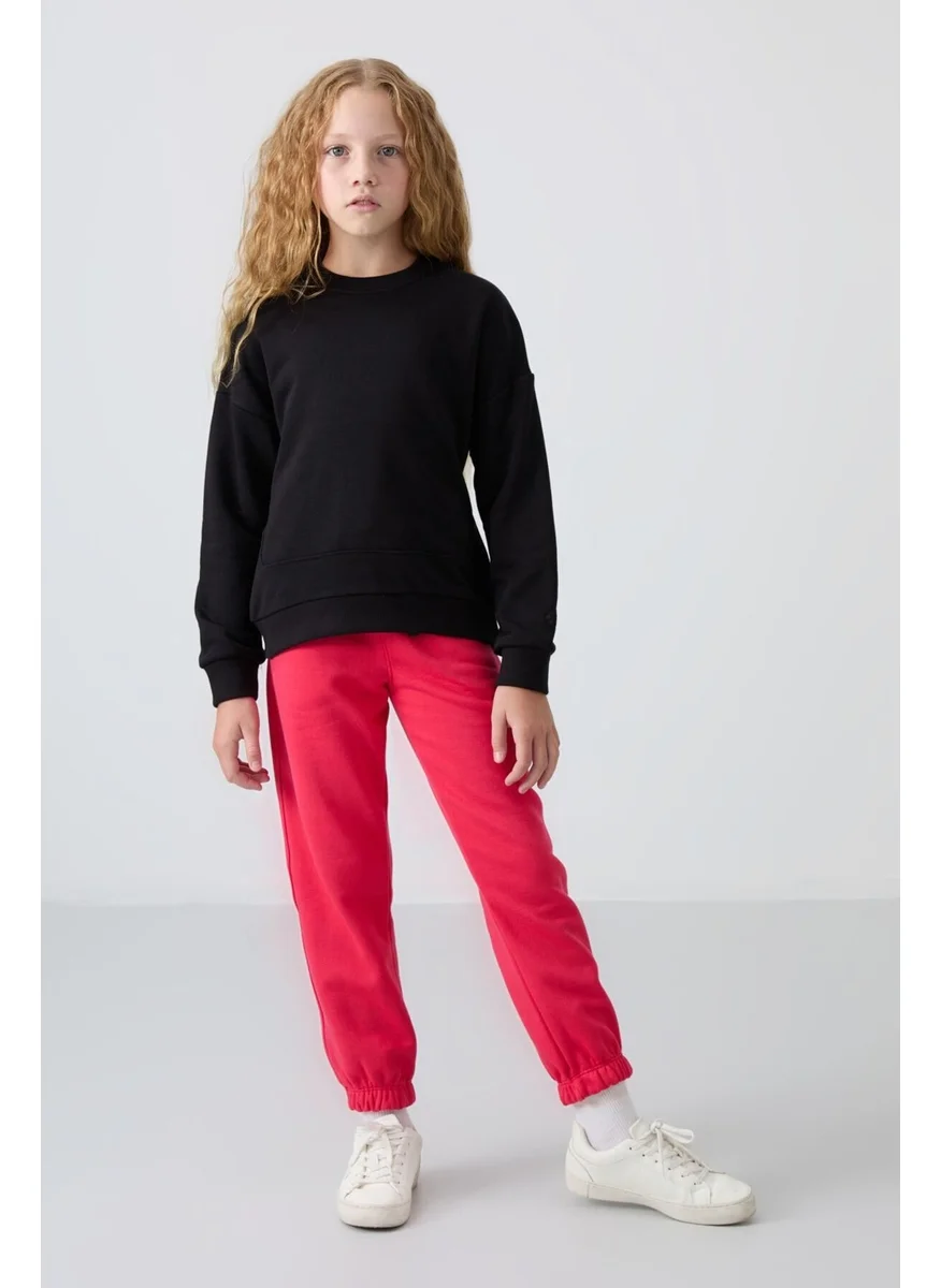 Tommy Life Viva Red Cotton Fluffy Soft Texture Standard Fit Embroidered Girls Tracksuit Bottom - 75158