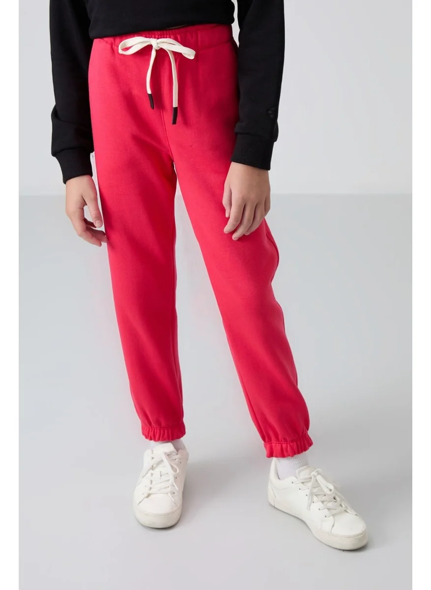 Tommy Life Viva Red Cotton Fluffy Soft Texture Standard Fit Embroidered Girls Tracksuit Bottom - 75158