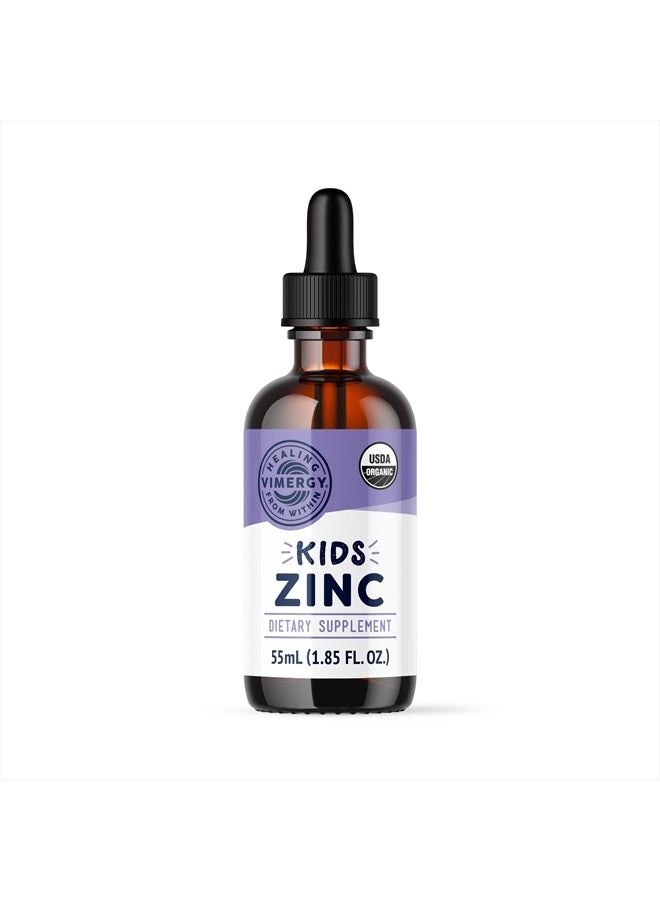 Vimergy زنك سائل عضوي للأطفال - دعم مناعي سريع الامتصاص* - يعزز صحة العظام والبشرة - عضوي من وزارة الزراعة الأمريكية، كوشير، نباتي، غير معدل وراثيًا - 55 مل - Image 1