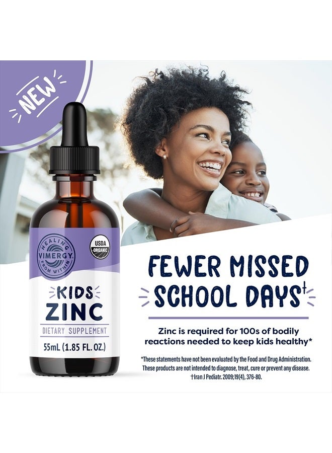 Vimergy زنك سائل عضوي للأطفال - دعم مناعي سريع الامتصاص* - يعزز صحة العظام والبشرة - عضوي من وزارة الزراعة الأمريكية، كوشير، نباتي، غير معدل وراثيًا - 55 مل - Image 2